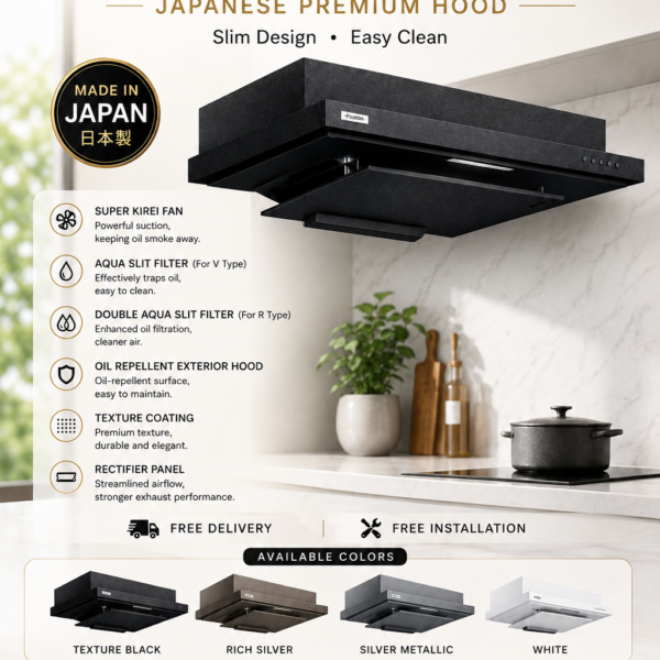 FUJIOH FR-FS 2290 V/R Japanese Premium Slim Hood 日式超薄型抽油烟机