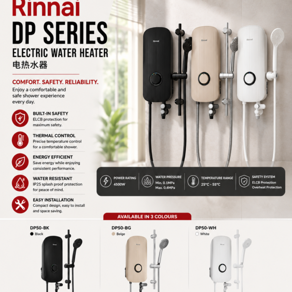 🚿 Rinnai DP Series DP50 4500W Electric Water Heater 电热水器 🚿