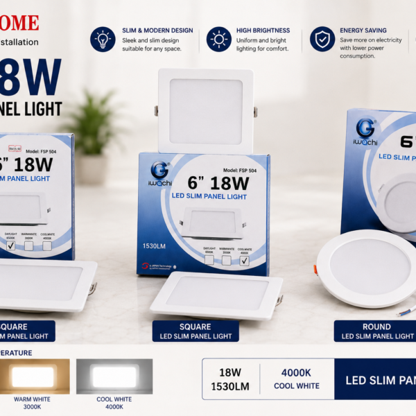 💡 IWACHI 6" 18W LED Slim Panel Light | Square / Round | 3000K / 4000K / 6500K💡
