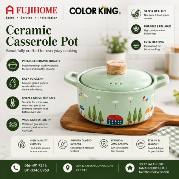 COLOR KING Ceramic Casserole Pot with Lid 高品质陶瓷砂锅（带盖）