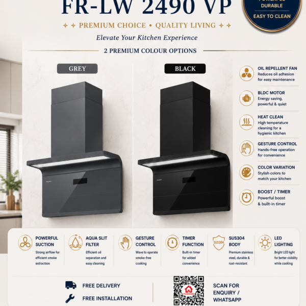 FUJIOH FR-LW 2490 VP L-Shape Chimney Cooker Hood L型烟囱式抽油烟机