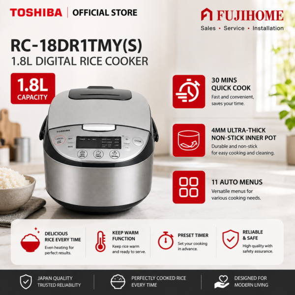 Toshiba RC-18DR1TMY(S) 1.8L Digital Rice Cooker 数码电饭煲