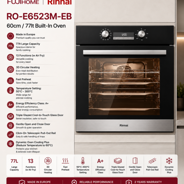 Rinnai RO-E6523M-EB 77L Built-In Electric Oven | 林内 77L 嵌入式电烤箱
